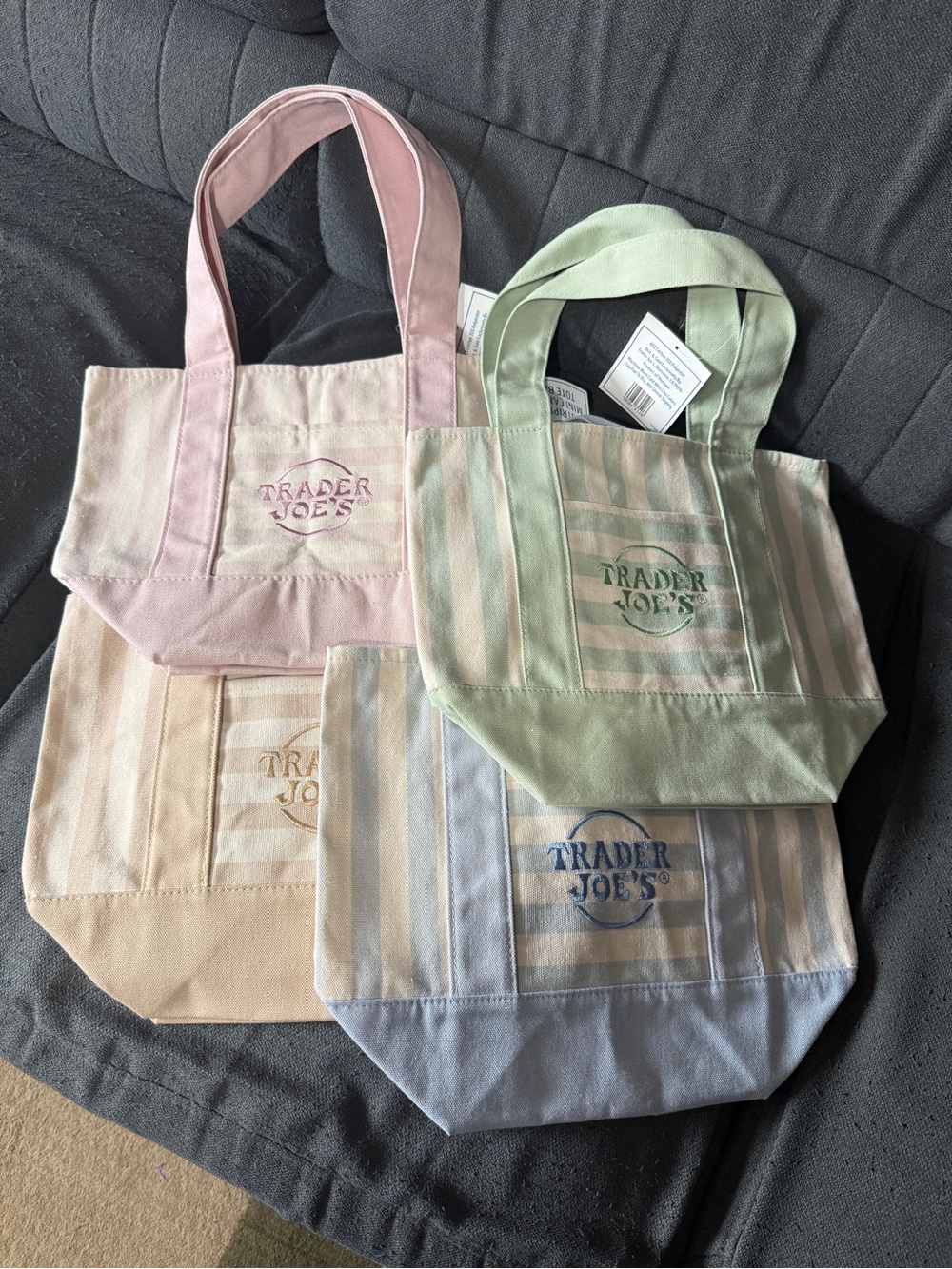 Trader Joe’s Striped Mini Canvas Tote Bag Set - Multiple Colors